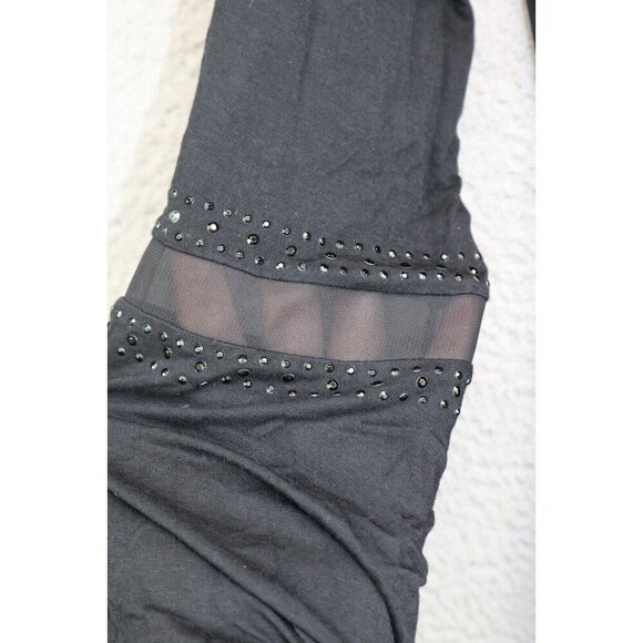 Belldini Black Long Bell Sleeves Studded Mesh Top-Large-Goth-Boho - Picture 8 of 11